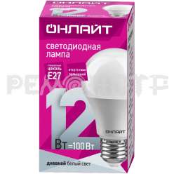 Лампа светодиодная OLL-A60-12 Вт-230 В-6500K-E27 (груша) ОНЛАЙТ