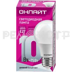 Лампа светодиодная OLL-A60-10 Вт-230 В-6500 K-E27 (груша) ОНЛАЙТ