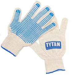 TYTAN Professional Перчатки ХБ 13 класс с ПВХ точка с лого 10 пар