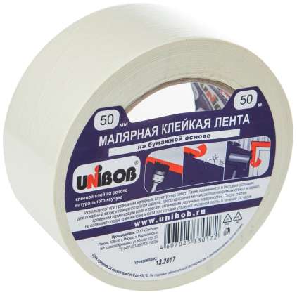 Лента малярная 50мм*50м UNIBOB белая