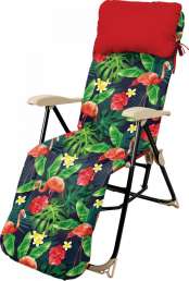 Кресло-шезлонг складное с подножкой и матрасом 820х590х1160мм НИКА ННК5/F принт с фламинго 