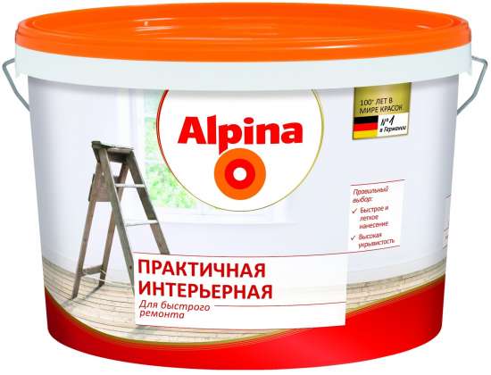 Краска интерьерная практичная Alpina белая 2,5л
