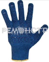 Перчатки с точкой ПВХ  3 нити синие пара Долони 