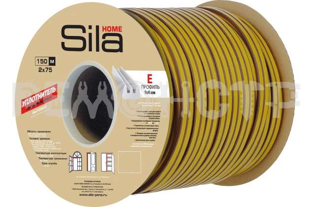 Уплотнитель E150 Sila Home коричневый 9х4мм 150м